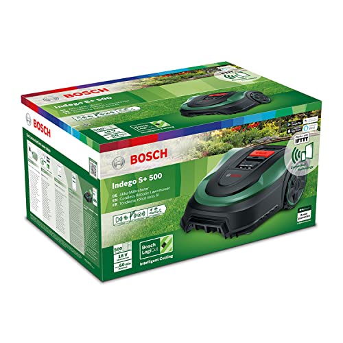 Bosch Indego S+ 500 – Rasenmäher Roboter 500m², 18V Akku, App-Steuerung, 19cm Schnittbreite, Ladestation inkl.