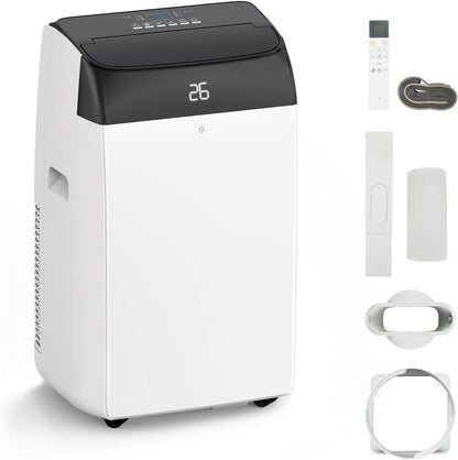 Leises 4-in-1 Mobiles Klimagerät 12000 BTU | Kühlen/Ventilieren/Entfeuchten/Follow-Me | Für Räume Bis 43–51㎡ Abluftschlauch+Digitaldisplay+Fernbedienung+24h-Timer