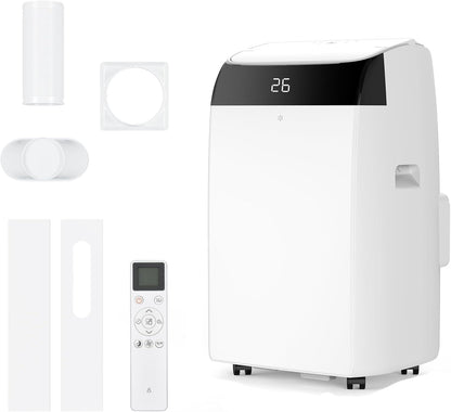 Leises 4-in-1 Mobiles Klimagerät 12000 BTU | Kühlen/Ventilieren/Entfeuchten/Follow-Me | Für Räume Bis 43–51㎡ Abluftschlauch+Digitaldisplay+Fernbedienung+24h-Timer