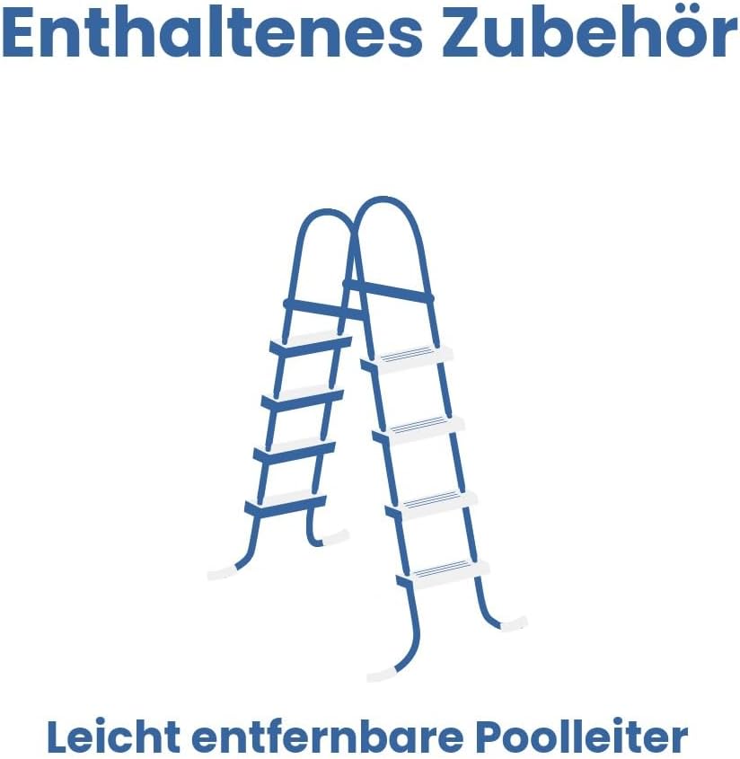 INTEX Metal Frame Pool rund Aufstellpool inkl. Sicherheitsleiter (366 x 122 cm) Rundpool mit Metalrahmen, Volumen ca. 10.680l Navy Blue (28930GH)