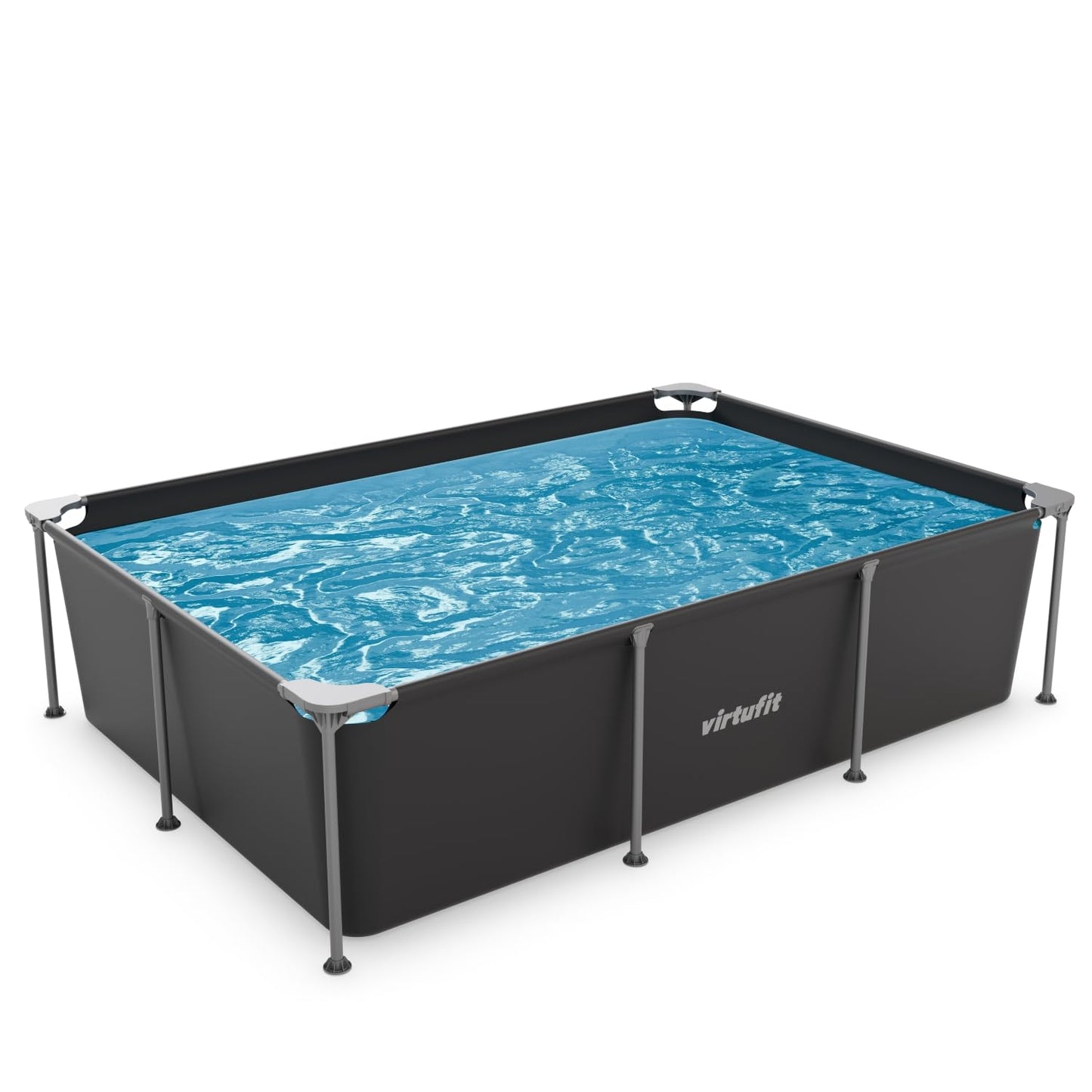 VirtuFit Rundpool Ø366 x 100 cm Anthrazit - inkl. Filterpumpe - Stabil & langlebig - Gartenpool - Familienpool