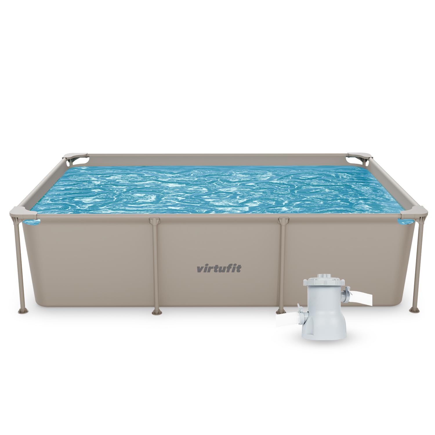 VirtuFit Rundpool Ø366 x 100 cm Anthrazit - inkl. Filterpumpe - Stabil & langlebig - Gartenpool - Familienpool