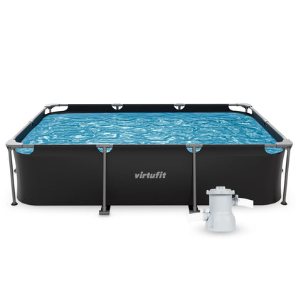 VirtuFit Rundpool Ø366 x 100 cm Anthrazit - inkl. Filterpumpe - Stabil & langlebig - Gartenpool - Familienpool