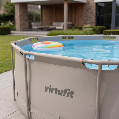 VirtuFit Rundpool Ø366 x 100 cm Anthrazit - inkl. Filterpumpe - Stabil & langlebig - Gartenpool - Familienpool