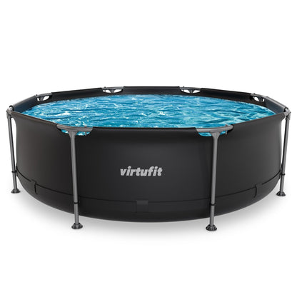 VirtuFit Rundpool Ø366 x 100 cm Anthrazit - inkl. Filterpumpe - Stabil & langlebig - Gartenpool - Familienpool