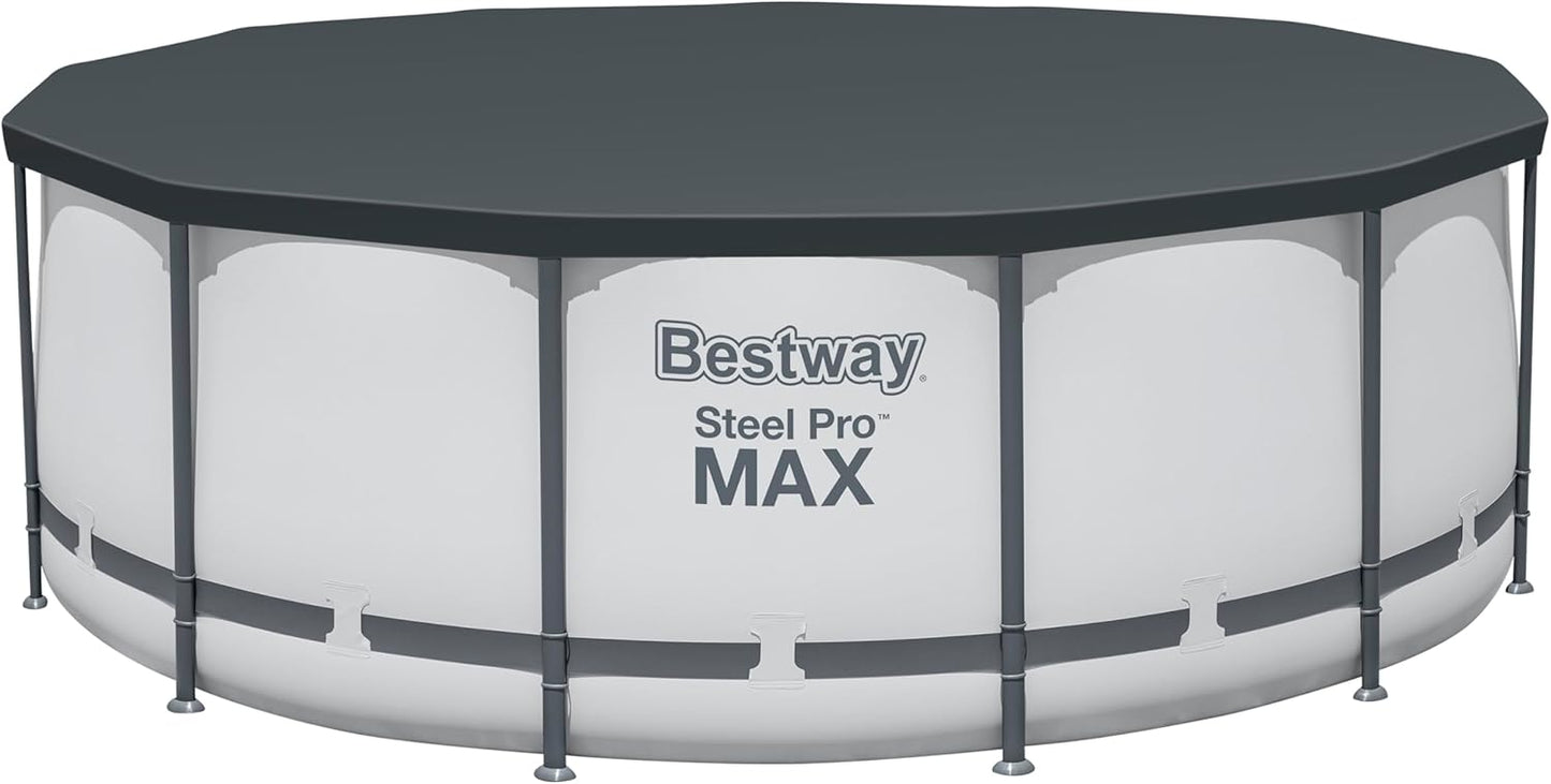 Bestway® Steel Pro MAX™ Aufstellpool Komplett-Set mit Filterpumpe Ø 396 x 122 cm, lichtgrau, rund