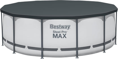 Bestway® Steel Pro MAX™ Aufstellpool Komplett-Set mit Filterpumpe Ø 396 x 122 cm, lichtgrau, rund