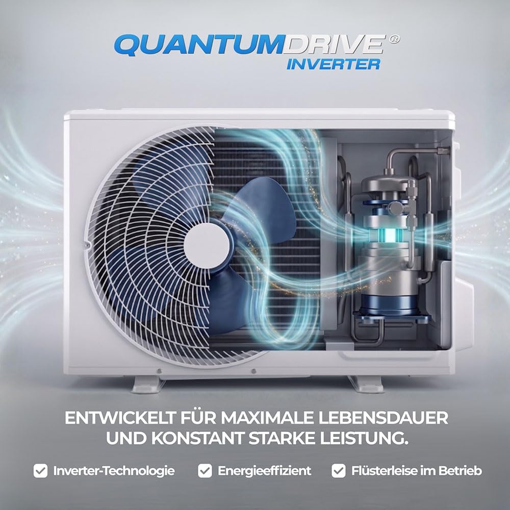 Kältebringer R290 Split Klimaanlage - 12000 BTU - 3,4 kW - Propan Klimagerät mit Heizfunktion, WiFi & App, bis 55qm, sehr leise - 5m Kupferleitung, Kältemittel R290, Montagematerial, Wandhalterung