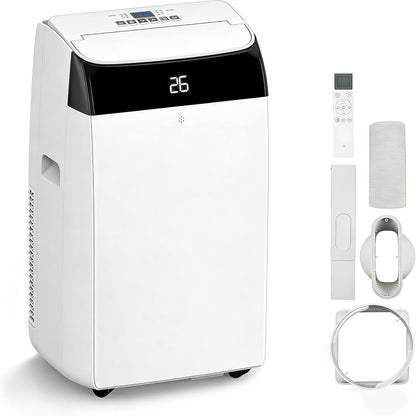 Leises 4-in-1 Mobiles Klimagerät 12000 BTU | Kühlen/Ventilieren/Entfeuchten/Follow-Me | Für Räume Bis 43–51㎡ Abluftschlauch+Digitaldisplay+Fernbedienung+24h-Timer