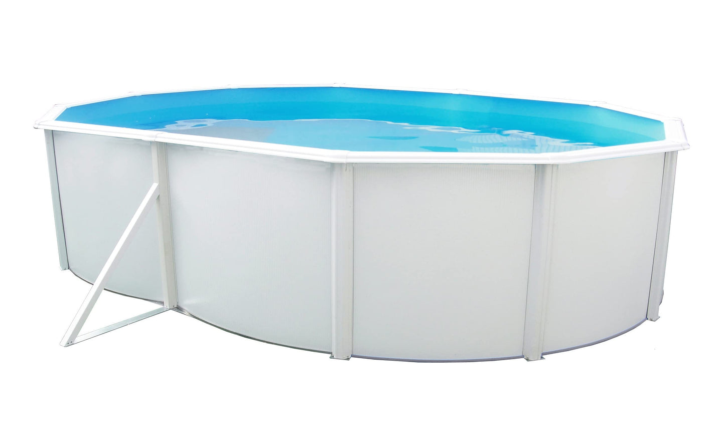 Steinbach Stahlwandpool New Splasher Secure – 011002 – Ø 350 x 90 m – Runder Pool in Weiß und blauer Innenfolie für bis zu 7.800 l Wasserinhalt – Mit Einhänge-Kartuschenfilteranlage und Leiter