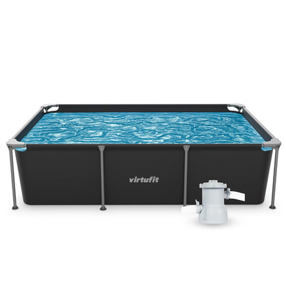 VirtuFit Rundpool Ø366 x 100 cm Anthrazit - inkl. Filterpumpe - Stabil & langlebig - Gartenpool - Familienpool