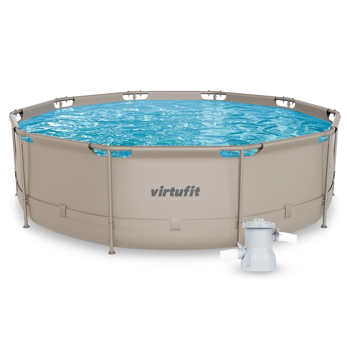 VirtuFit Rundpool Ø366 x 100 cm Anthrazit - inkl. Filterpumpe - Stabil & langlebig - Gartenpool - Familienpool