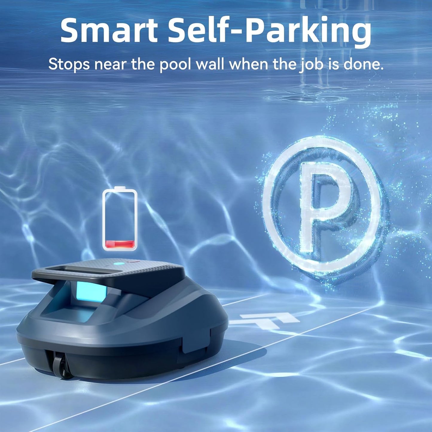 (2026 Neu) X2 Poolroboter Akku mit 200 Min Laufzeit, Kabelloser Poolsauger Auto-Parkfunktion, 3.3 h Schnellladung, für Aufstellpools & Ebene eingelassene Pools bis 120m², Blau