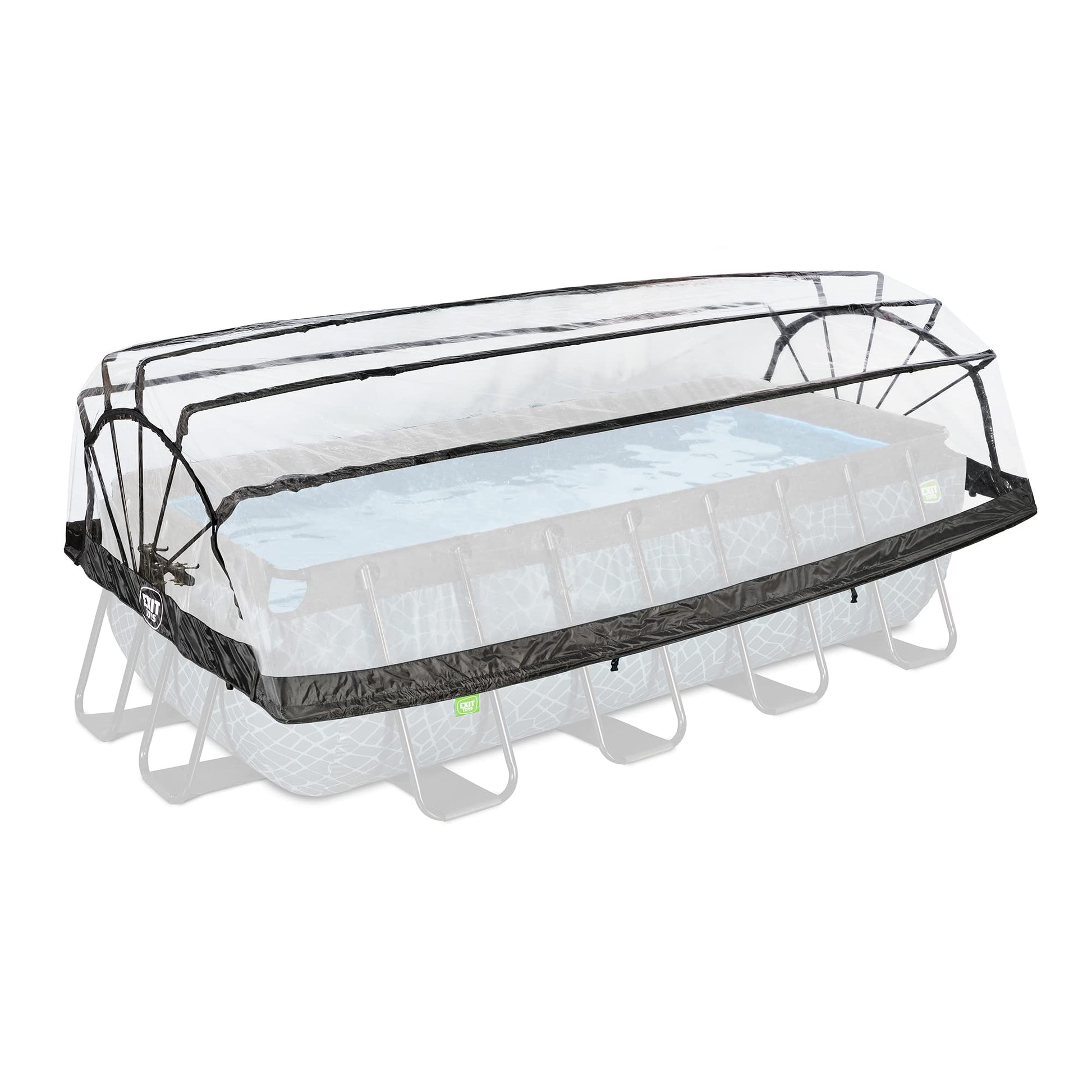 EXIT Toys Soft Grey Pool mit Multifunktionale Abdeckung - 300x200x65cm - Rechteckiger, Kompakter Rahmenpool mit Kartuschenfilterpumpe - Leicht Zugänglich - Für Sauberes und Warmes Poolwasser - Grau
