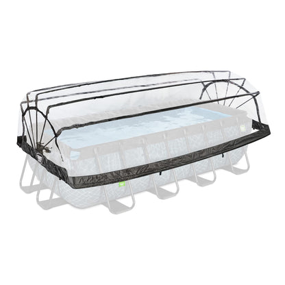EXIT Toys Soft Grey Pool mit Multifunktionale Abdeckung - 300x200x65cm - Rechteckiger, Kompakter Rahmenpool mit Kartuschenfilterpumpe - Leicht Zugänglich - Für Sauberes und Warmes Poolwasser - Grau