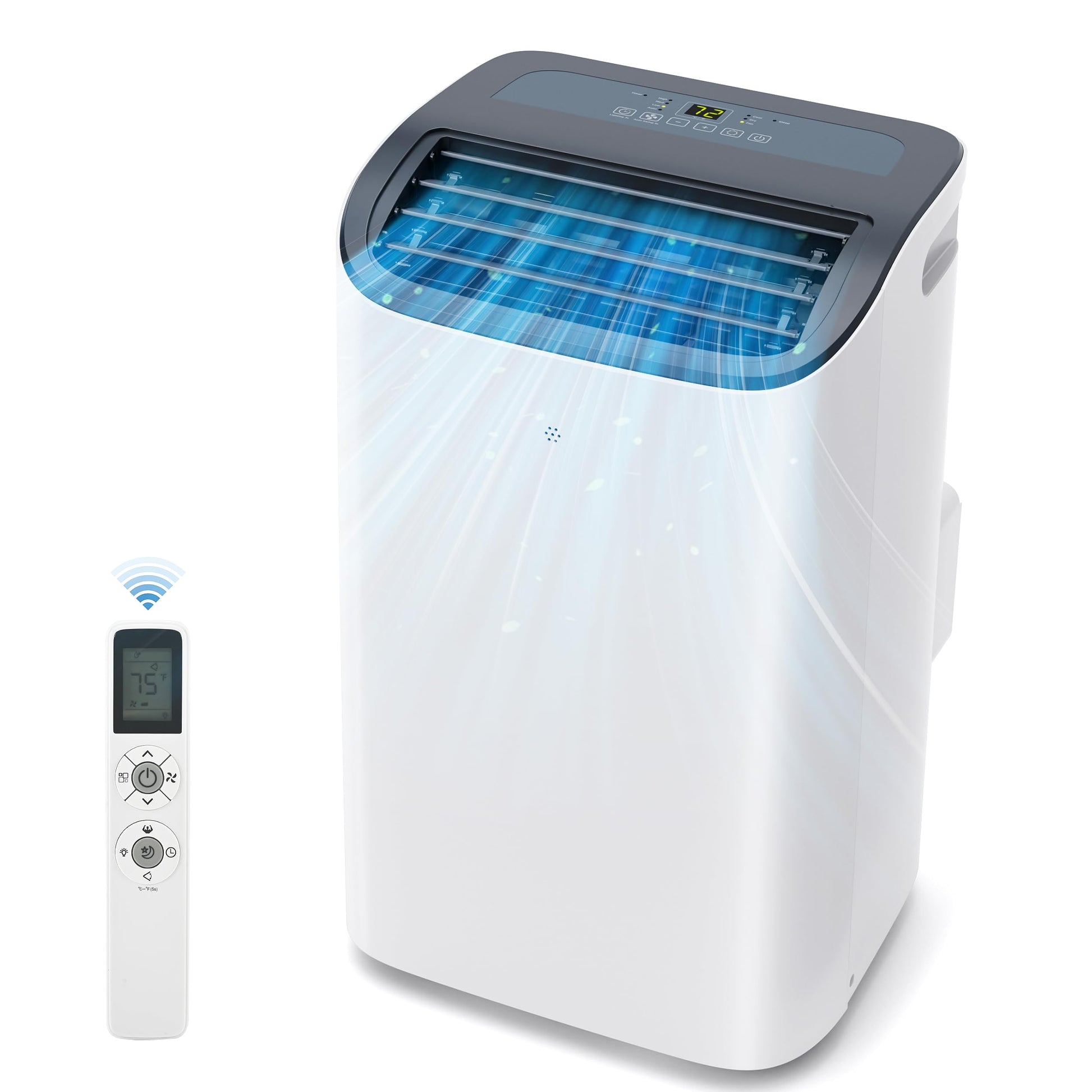 Mobile Klimaanlage 9000 BTU mit Abluftschlauch | 4-in-1 Mobiles Klimagerät | Leiser Betrieb <48 dB | Digitaldisplay + Fernbedienung | Fenster-Installationsset | 24h-Timer | Für Räume bis 25 m²