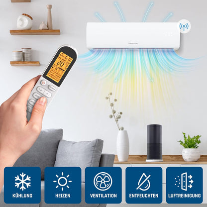 Danyon Split Klimaanlage Quick Connect - 12000 BTU (3,4 kW) - Inverter Klimagerät mit Heizfunktion, WiFi und App - bis 55qm - sehr leise - 5m Kupferleitung, Kältemittel R32, Montageset