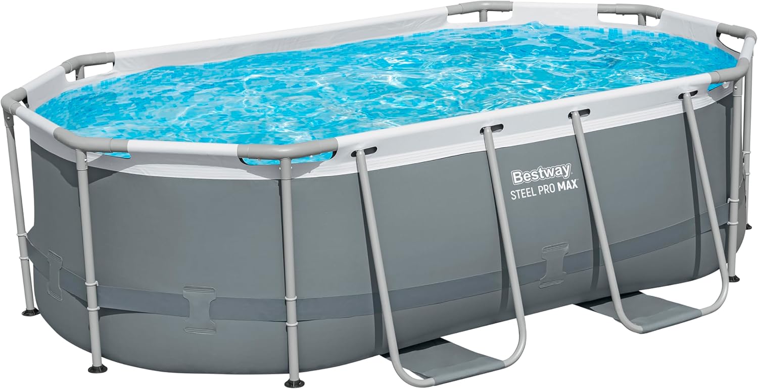 Bestway Steel Pro MAX Solo Pool ohne Zubehör 305 x 200 x 84 cm, grau, oval
