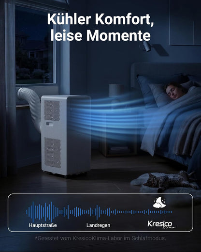 Mobile Klimaanlage 9000 BTU, Klimaanlage mobil mit Abluftschlauch, Mobiles Klimagerät mit Abluftschlauch für Räume bis zu 33m²/90m³, Klimagerät mit Timer, R290, weiß