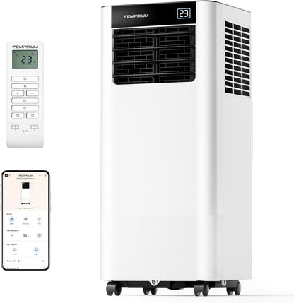 Mobile Klimaanlage 9000BTU 2,6Kw mit Abluftschlauch | 3-in-1 Mobiles Klimagerät | Fensterabdichtung | APP-Steuerung + Fernbedienung | Leiser Betrieb | 24h-Timer | Für Räume bis 25m²