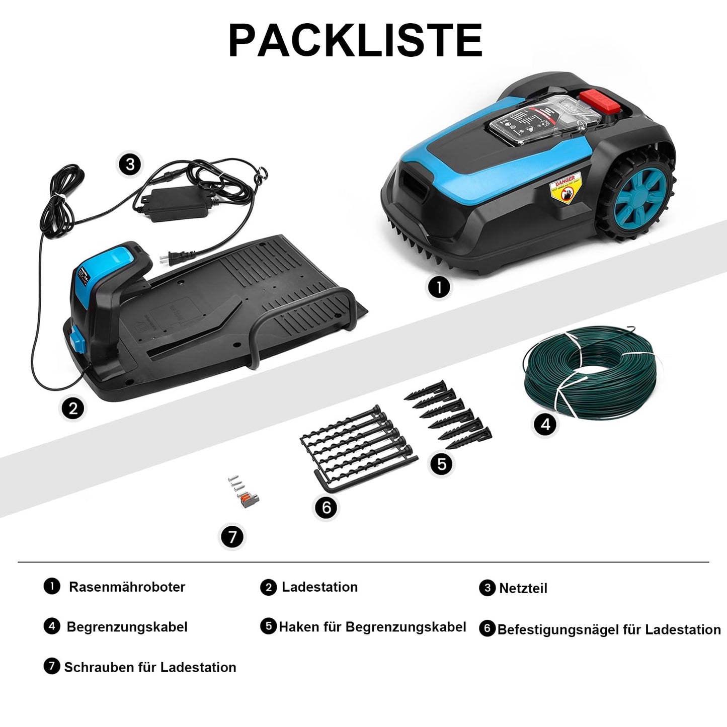 Bonnlo Mähroboter – 1000m², 20V 4.0Ah Akku, Begrenzungskabel, Bluetooth/WLAN Steuerung, Selbstladung, Leise & Umweltfreundlich