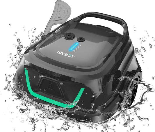 WYBOT A1 Poolroboter, Laufzeit bis zu 120 Minuten, Pool Roboter Kabellos mit Doppelfilter und Poolroboter Akku für Aufstellpool bis zu 100㎡,Mattes Schwarz Grün