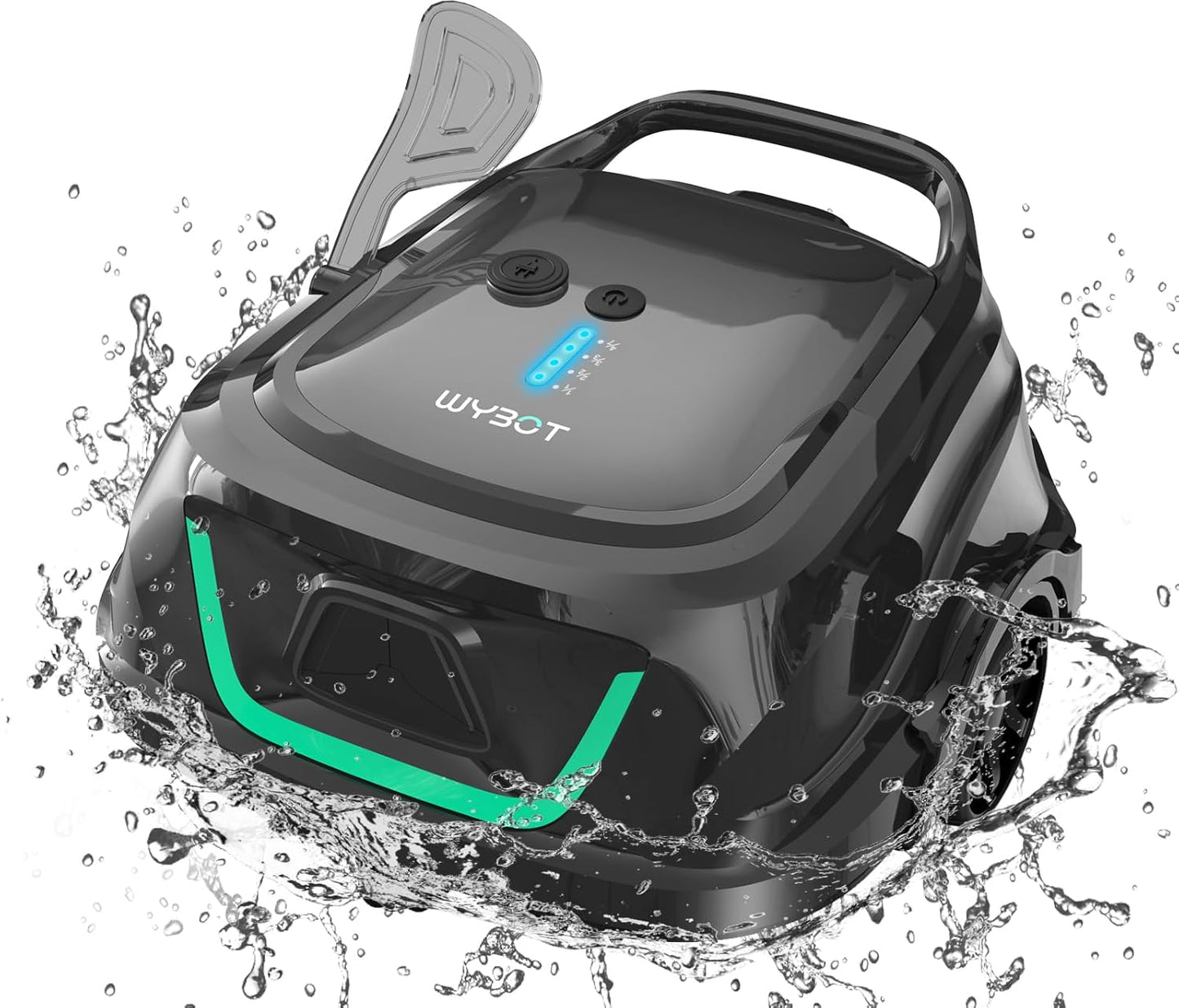 WYBOT A1 Poolroboter, Laufzeit bis zu 120 Minuten, Pool Roboter Kabellos mit Doppelfilter und Poolroboter Akku für Aufstellpool bis zu 100㎡,Mattes Schwarz Grün