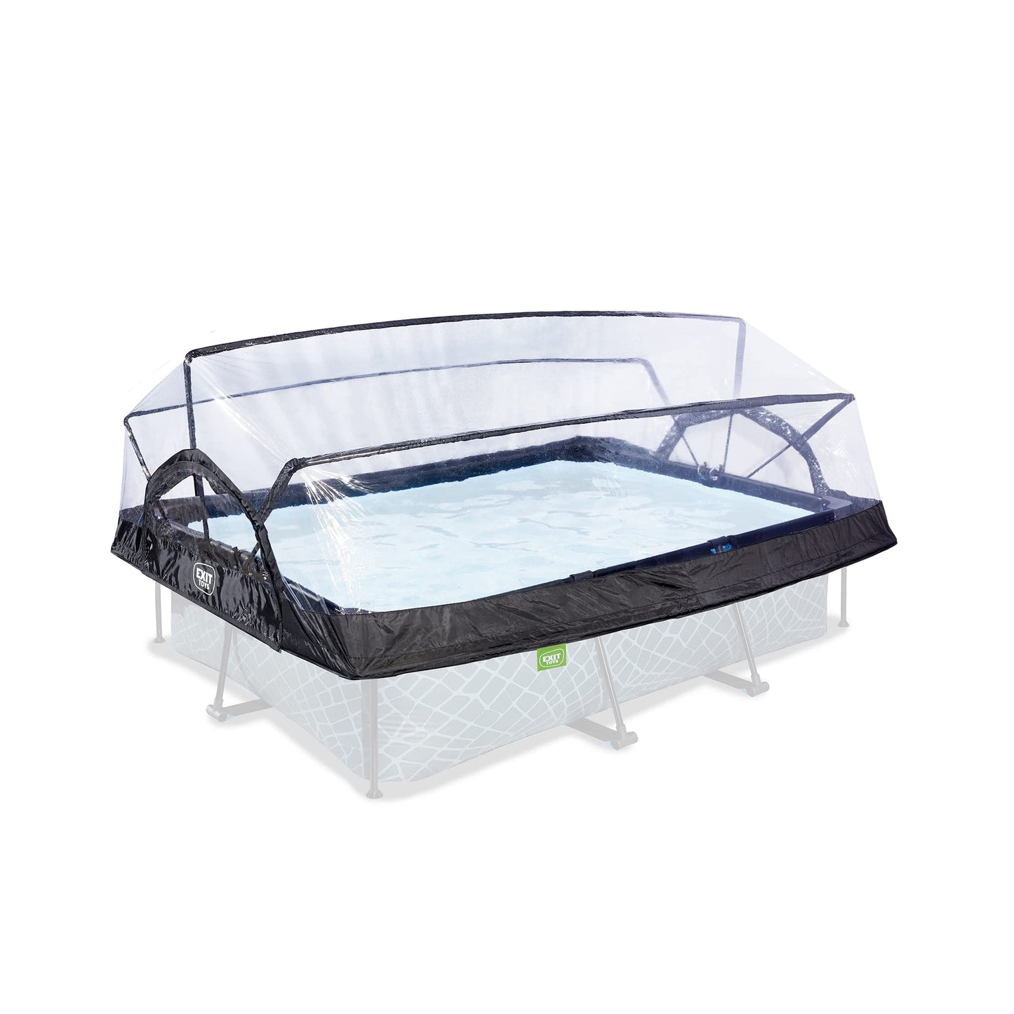 EXIT Toys Soft Grey Pool mit Multifunktionale Abdeckung - 300x200x65cm - Rechteckiger, Kompakter Rahmenpool mit Kartuschenfilterpumpe - Leicht Zugänglich - Für Sauberes und Warmes Poolwasser - Grau