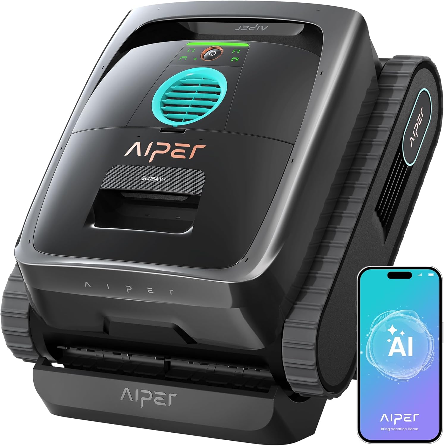 (2026 Neu) Aiper Scuba V3 Poolroboter Akku für Wand und Boden mit KI-Vision, Leichter Poolsauger, Leistungsstarke Saugleistung, 3 μm Filter, Wasserlinienreinigung, für Pools bis zu 200 m²