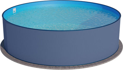 Stahlwandpool rund 300x120cm, Stahl 0,4mm anthrazit, Folie 0,4mm blau, Einhängebiese