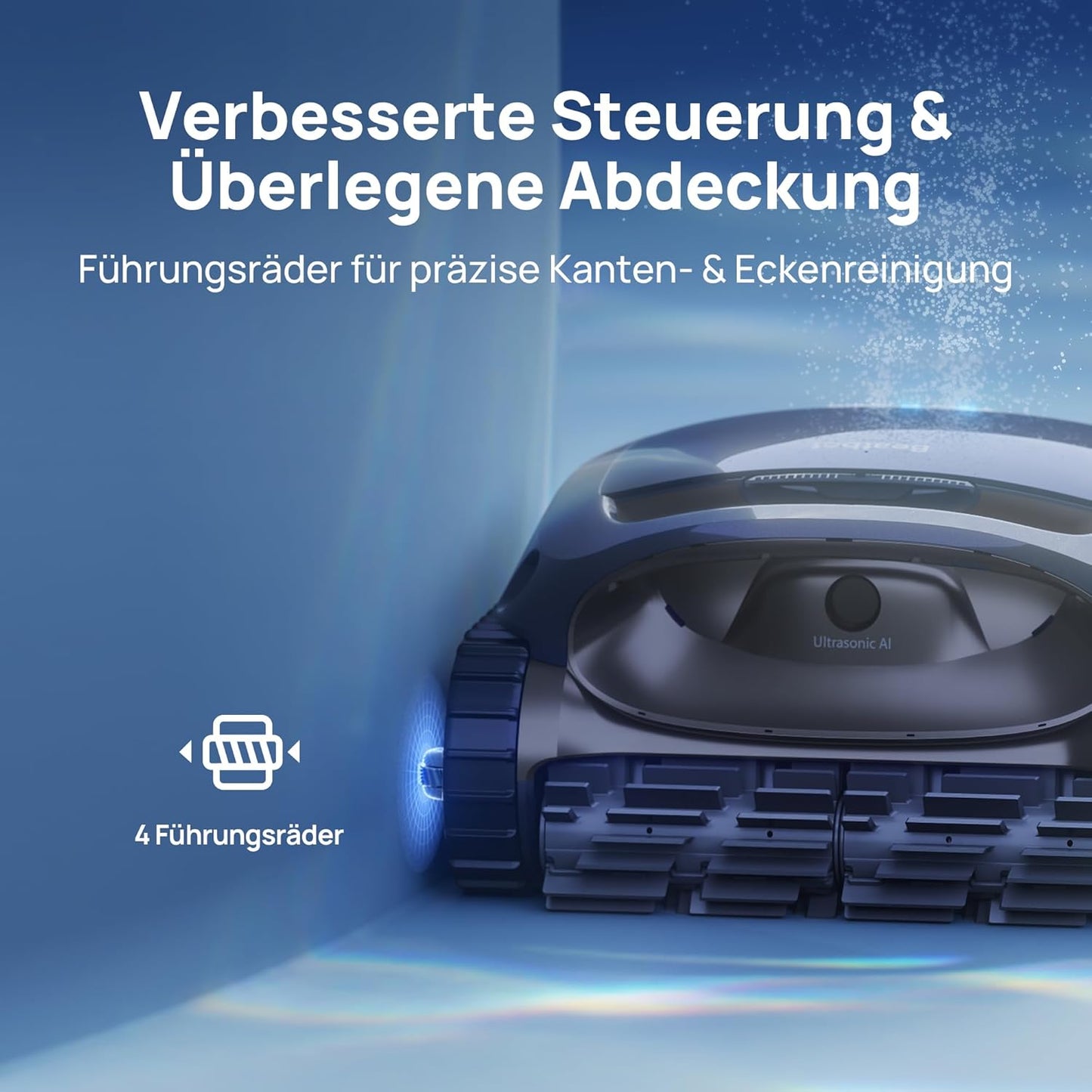 Beatbot AquaSense 2 Poolroboter, Akku Poolsauger mit Oberflächen-Parkfunktion, Poolreiniger Boden und Wand, Doppelte Reinigung der Wasserlinie, für Pools bis zu 300 m², Fenstergrau