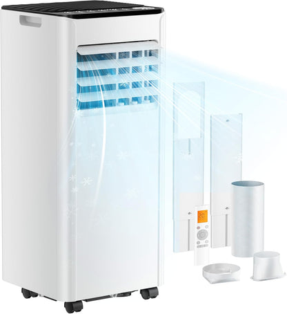 Mobile Klimaanlage 9000 BTU mit Abluftschlauch | 4-in-1 Mobiles Klimagerät | Leiser Betrieb <48 dB | Digitaldisplay + Fernbedienung | Fenster-Installationsset | 24h-Timer | Für Räume bis 25 m²