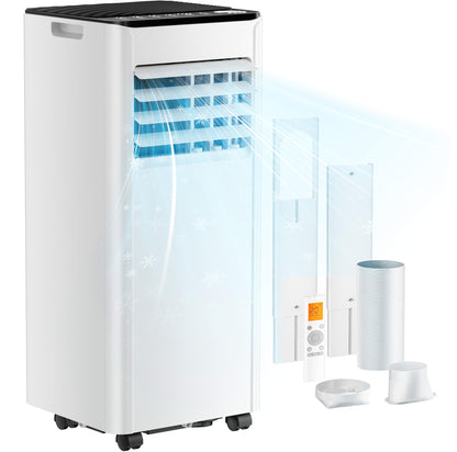Mobile Klimaanlage 9000 BTU mit Abluftschlauch | 4-in-1 Mobiles Klimagerät | Leiser Betrieb <48 dB | Digitaldisplay + Fernbedienung | Fenster-Installationsset | 24h-Timer | Für Räume bis 25 m²