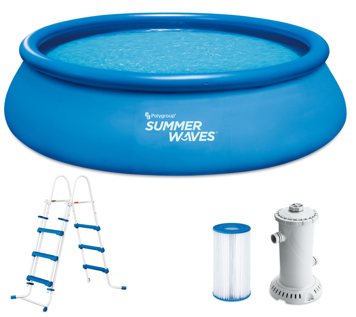 Summer Waves Frame Pool Komplettset | Rund 488x122 cm Rattanoptik Grau | Aufstellpool Set | Gartenpool & Schwimmbecken inkl. Filterpumpe, Einstiegsleiter, Abdeckplane, Bodenvlies & Reinigungsset