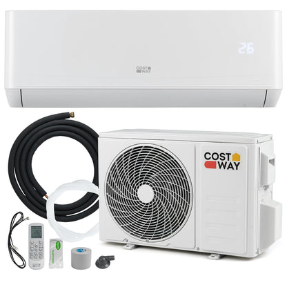 COSTWAY Klimaanlage Split 9000 BTU, 3,4kW Inverter Klimagerät leise mit Heizfunktion, WiFi & App & R32 Kältemittel, Klimasplittgeräte inkl. Montagematerial, Air Conditioner