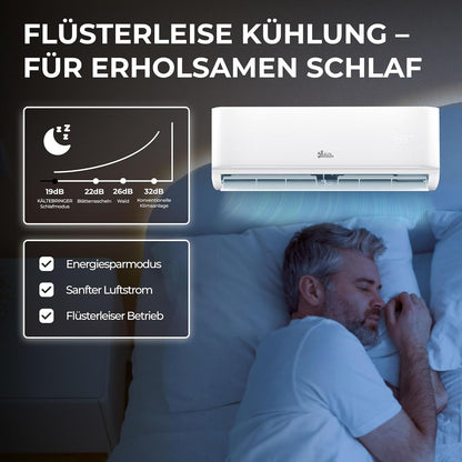 Kältebringer R290 Split Klimaanlage - 12000 BTU - 3,4 kW - Propan Klimagerät mit Heizfunktion, WiFi & App, bis 55qm, sehr leise - 5m Kupferleitung, Kältemittel R290, Montagematerial, Wandhalterung
