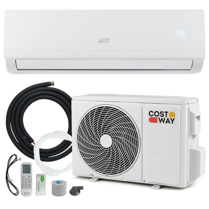 COSTWAY Klimaanlage Split 9000 BTU, 3,4kW Inverter Klimagerät leise mit Heizfunktion, WiFi & App & R32 Kältemittel, Klimasplittgeräte inkl. Montagematerial, Air Conditioner