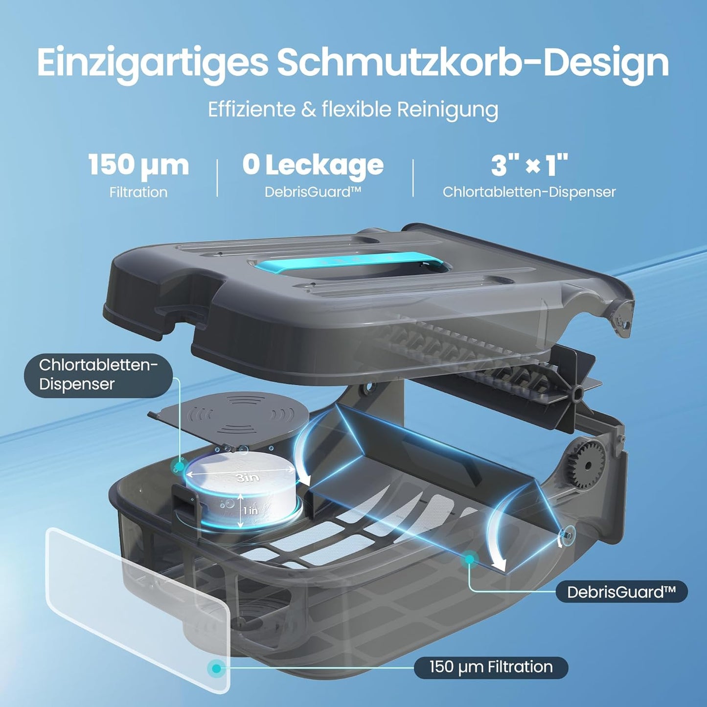 AIPER EcoSurfer S2 Solar Pool Skimmer Roboter, Poolroboter Akku mit App-Steuerung, 24/7 Oberflächenreinigung, Solar- & DC-Ladung, intelligente Hinderniserkennung, 150 µm Filter, OTA-Updates