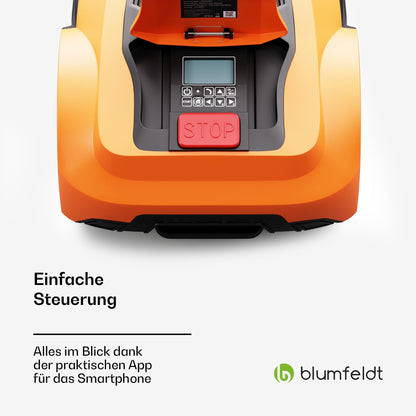 blumfeldt Smarter Akku-Rasenmäher – bis 1.400m², Begrenzungskabel, leise, Lithium-Ionen Akku, 3 Std. Laufzeit