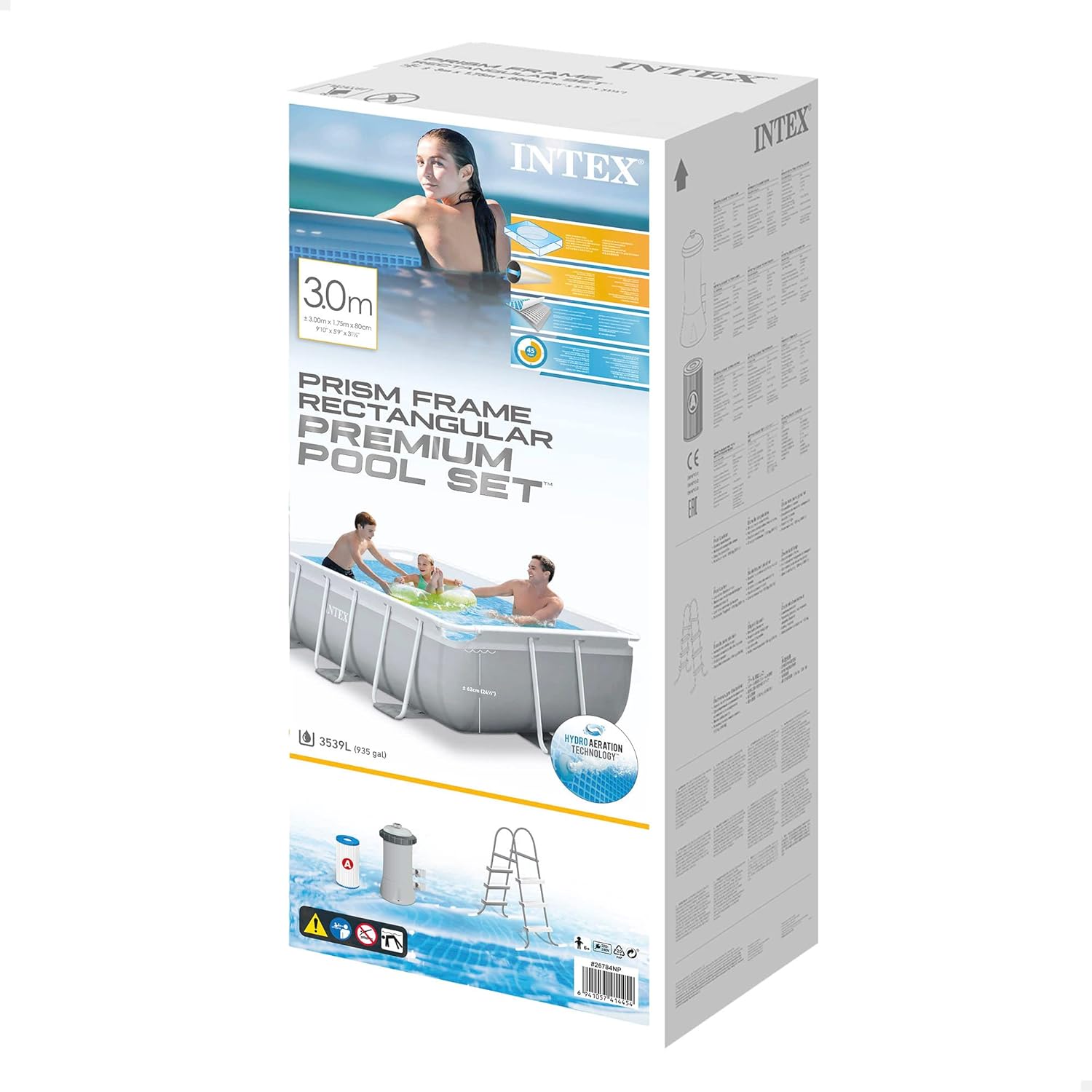 Intex 3M X 1.75M X 0.8M Prism Frame Rectangular Pool Set