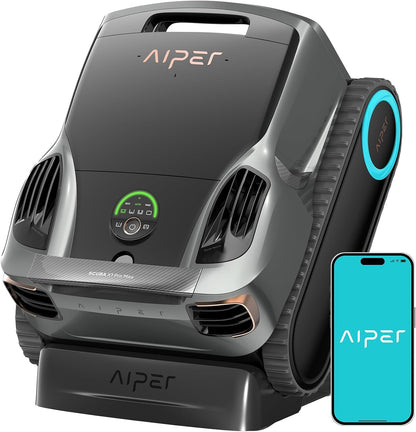 AIPER Scuba X1 Pro Max Poolroboter Boden und Wand, Poolsauger & Skimmer, 32,000 LPH Saugkraft, Pool-Mapping, Smart Surface Parking, Poolroboter für Alle Eingebauten Pools 300㎡,Schwarz