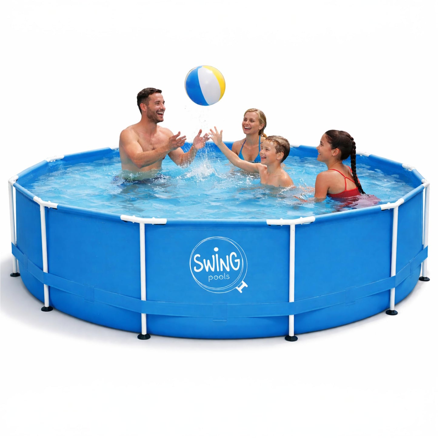 HAF - Swing Frame Pool rund Grau Rattan-Optik (Ø 366 cm, 91 cm tief) - Gartenpool mit 8.300 Liter - Robust, UV-geschützt & korrosionsbeständig - Stabiler Metallrahmen - Schnellaufbau ohne Werkzeug