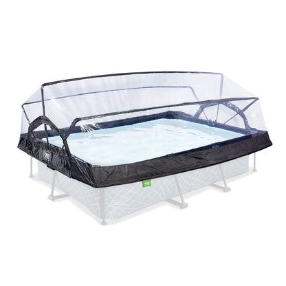 EXIT Toys Soft Grey Pool mit Multifunktionale Abdeckung - 300x200x65cm - Rechteckiger, Kompakter Rahmenpool mit Kartuschenfilterpumpe - Leicht Zugänglich - Für Sauberes und Warmes Poolwasser - Grau