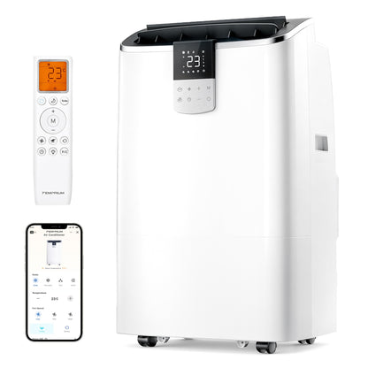 Mobile Klimaanlage 9000BTU 2,6Kw mit Abluftschlauch | 3-in-1 Mobiles Klimagerät | Fensterabdichtung | APP-Steuerung + Fernbedienung | Leiser Betrieb | 24h-Timer | Für Räume bis 25m²