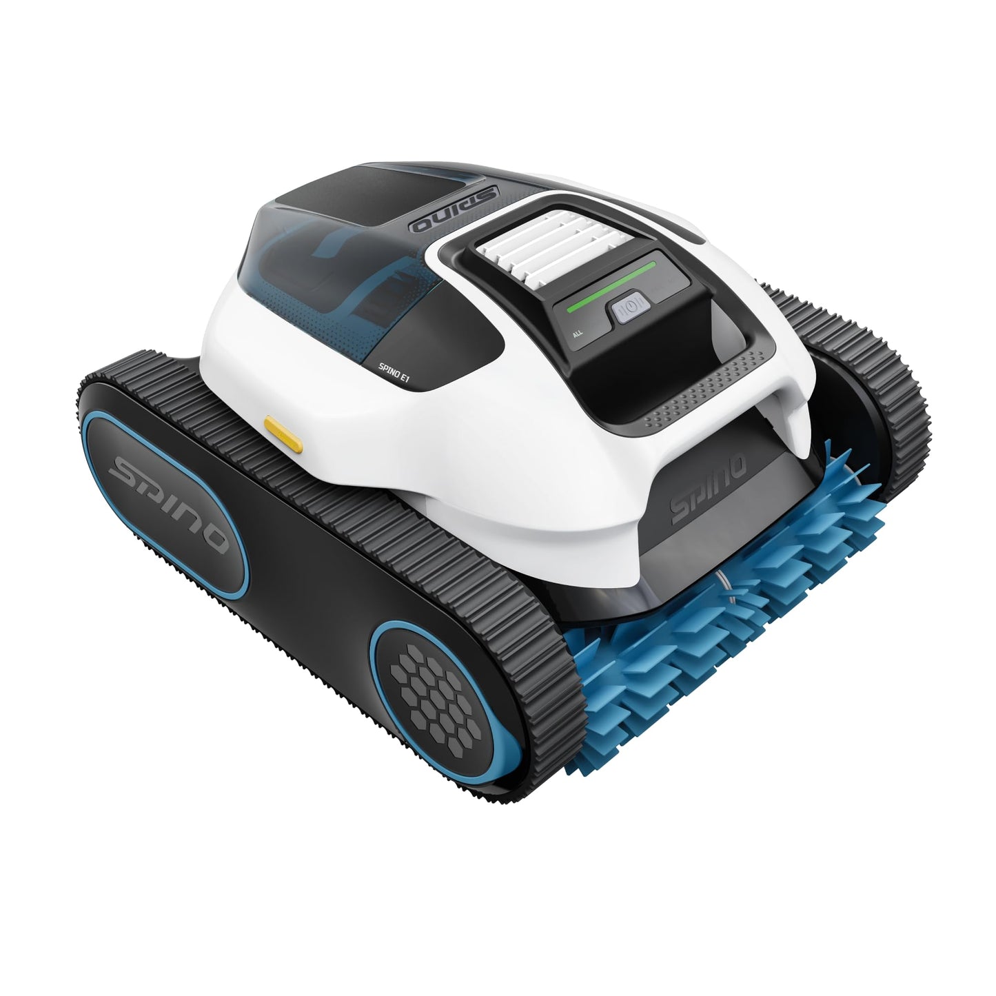 Spino E1 Poolroboter Akku Boden und Wand, 210 Min Kabellos Poolsauger, Max 21950 LPH, Poolreiniger mit 5 Reinigungsmodi, Auto Wasserlinien Parkfunktion, Weiß-Gelb
