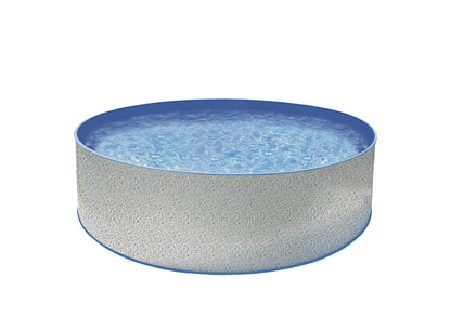 Steinbach Stahlwandpool New Splasher Secure – 011002 – Ø 350 x 90 m – Runder Pool in Weiß und blauer Innenfolie für bis zu 7.800 l Wasserinhalt – Mit Einhänge-Kartuschenfilteranlage und Leiter
