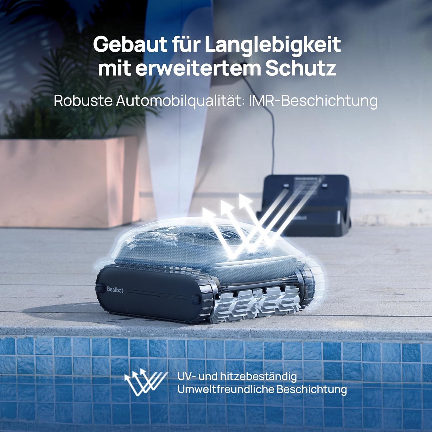 Beatbot AquaSense 2 Poolroboter, Akku Poolsauger mit Oberflächen-Parkfunktion, Poolreiniger Boden und Wand, Doppelte Reinigung der Wasserlinie, für Pools bis zu 300 m², Fenstergrau