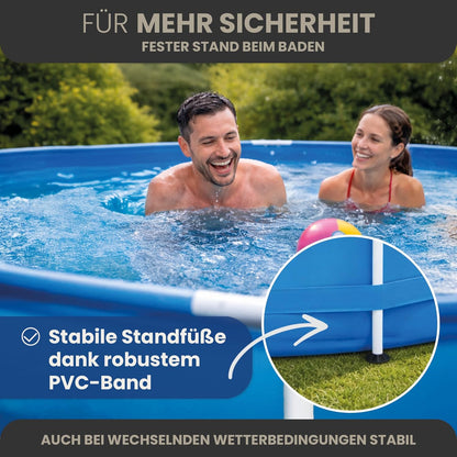 HAF - Swing Frame Pool rund Grau Rattan-Optik (Ø 366 cm, 91 cm tief) - Gartenpool mit 8.300 Liter - Robust, UV-geschützt & korrosionsbeständig - Stabiler Metallrahmen - Schnellaufbau ohne Werkzeug