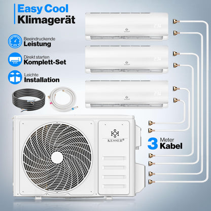 KESSER® Multisplit Klimaanlage 2 Innengeräte, 18000 BTU, Split Klimagerät Set mit WiFi/App, Heizen & Kühlen, Inverter, Eco-Modus, Luftentfeuchter & Ventilator, sehr leise, R32, Montagematerial