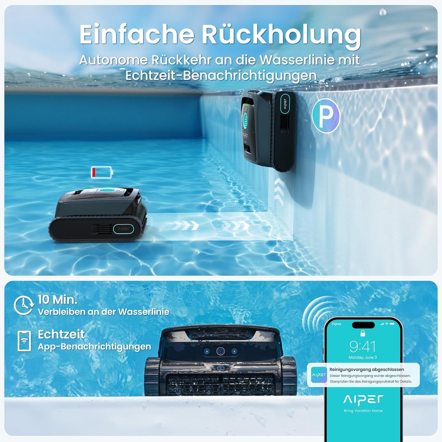 (2026 Neu) Aiper Scuba V3 Poolroboter Akku für Wand und Boden mit KI-Vision, Leichter Poolsauger, Leistungsstarke Saugleistung, 3 μm Filter, Wasserlinienreinigung, für Pools bis zu 200 m²